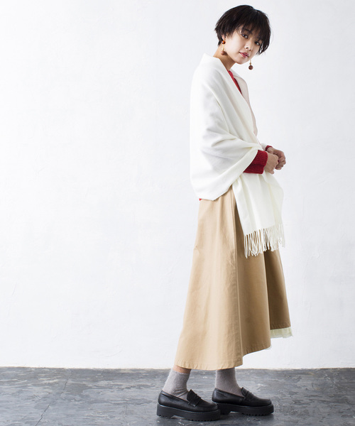 WEGO（ウィゴー）の「WEGO/カシミヤタッチストール（ストール/ショール・レディース・グリーン/ブラック/ホワイト/グレー/ネイビー/キャメル/ライトピンク/ワイン・FREE）」の12枚目の写真