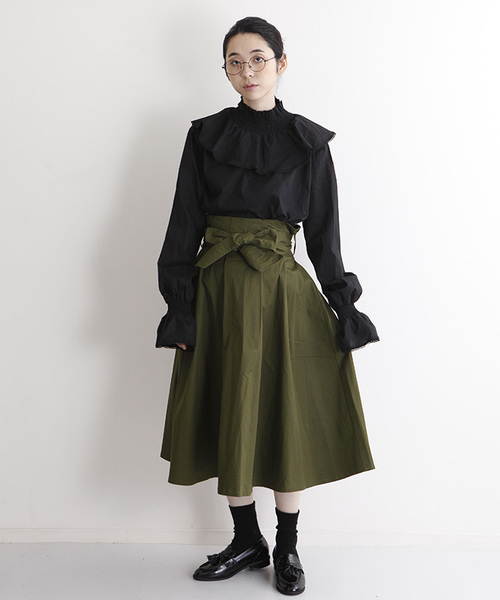 MERLOT（メルロー）の「ウエストリボンタックフレアスカート1105（スカート・レディース・ベージュ/カーキ/ブラック/グレー・FREE）」の17枚目の写真