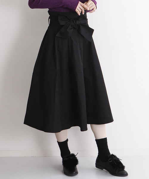 MERLOT（メルロー）の「ウエストリボンタックフレアスカート1105（スカート・レディース・ベージュ/カーキ/ブラック/グレー・FREE）」の18枚目の写真