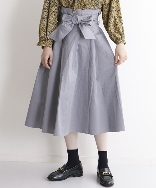 MERLOT（メルロー）の「ウエストリボンタックフレアスカート1105（スカート・レディース・ベージュ/カーキ/ブラック/グレー・FREE）」の19枚目の写真