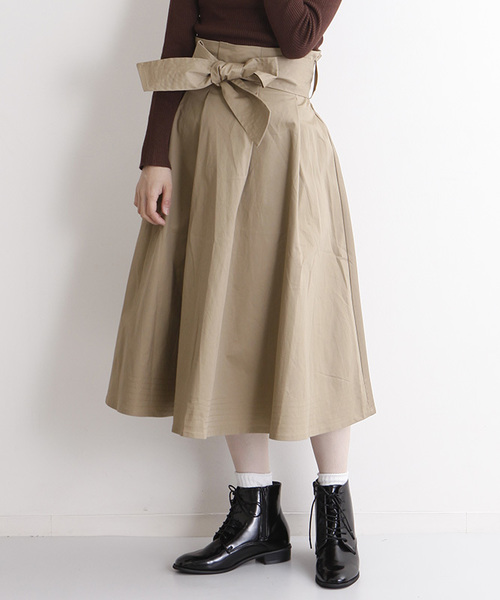 MERLOT（メルロー）の「ウエストリボンタックフレアスカート1105（スカート・レディース・ベージュ/カーキ/ブラック/グレー・FREE）」の20枚目の写真