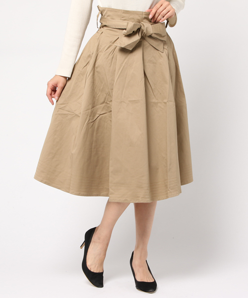 MERLOT（メルロー）の「ウエストリボンタックフレアスカート1105（スカート・レディース・ベージュ/カーキ/ブラック/グレー・FREE）」の10枚目の写真