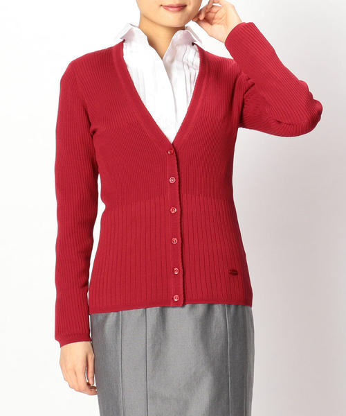 NARACAMICIE（ナラカミーチェ）の「3段切り替えリブＶカーディガン（カーディガン/ボレロ・レディース・レッド/ブラック/ホワイト・MEDIUM/LARGE）」の18枚目の写真