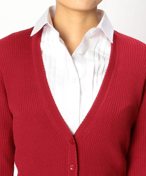 NARACAMICIE（ナラカミーチェ）の「3段切り替えリブＶカーディガン（カーディガン/ボレロ・レディース・レッド/ブラック/ホワイト・MEDIUM/LARGE）」の16枚目の写真