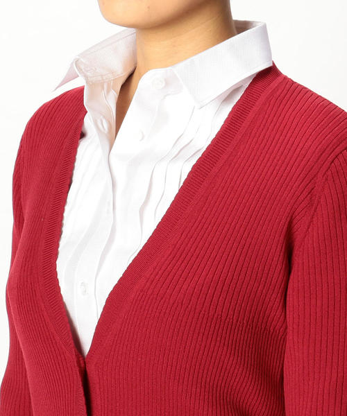 NARACAMICIE（ナラカミーチェ）の「3段切り替えリブＶカーディガン（カーディガン/ボレロ・レディース・レッド/ブラック/ホワイト・MEDIUM/LARGE）」の15枚目の写真