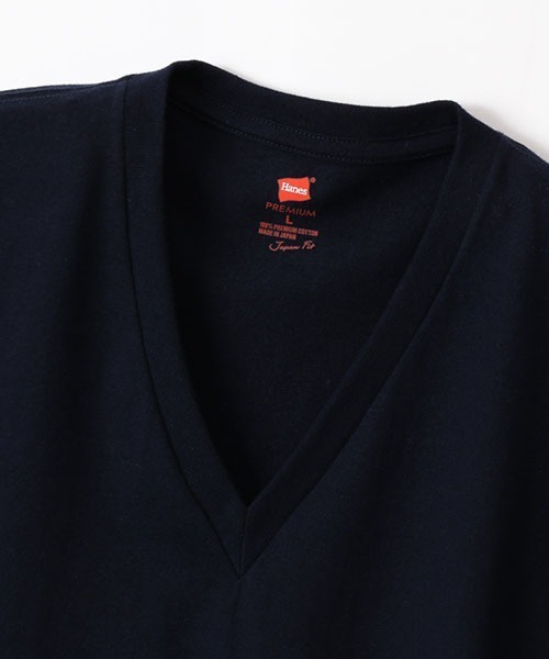 HANES（ヘインズ）の「【Hanes/ヘインズ】メンズ プレミアムジャパンフィット VネックTシャツ（Tシャツ/カットソー・メンズ・インディゴブルー/ヘザーグレー/ホワイト/ブラック/ネイビー・X-LARGE/MEDIUM/LARGE/SMALL）」の13枚目の写真