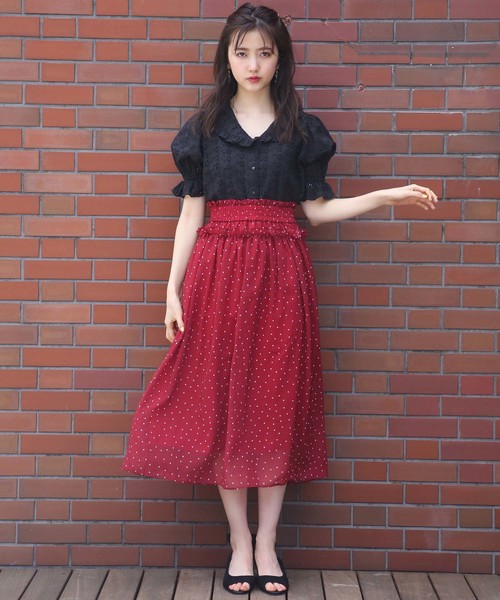 one after another NICE CLAUP（ワンアフターアナザーナイスクラップ）の「柄アソートシフォンスカート（スカート・レディース・ブラック系その他/ブラウン系その他/ベージュ系その他/レッド系その他・FREE）」の6枚目の写真