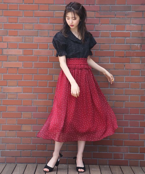 one after another NICE CLAUP（ワンアフターアナザーナイスクラップ）の「柄アソートシフォンスカート（スカート・レディース・ブラック系その他/ブラウン系その他/ベージュ系その他/レッド系その他・FREE）」の7枚目の写真