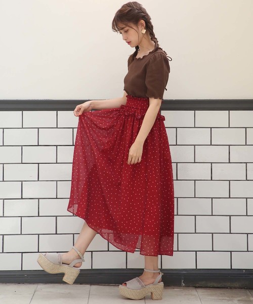 one after another NICE CLAUP（ワンアフターアナザーナイスクラップ）の「柄アソートシフォンスカート（スカート・レディース・ブラック系その他/ブラウン系その他/ベージュ系その他/レッド系その他・FREE）」の20枚目の写真