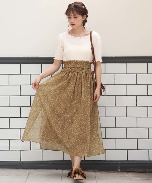 one after another NICE CLAUP（ワンアフターアナザーナイスクラップ）の「柄アソートシフォンスカート（スカート・レディース・ブラック系その他/ブラウン系その他/ベージュ系その他/レッド系その他・FREE）」の19枚目の写真