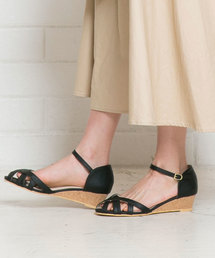 KOBE LETTUCE | カッティングベルトパンプス＊シューズ/レディース/ウェッジソール/デニム/パイソン[I1579]神戸レタス(パンプス)