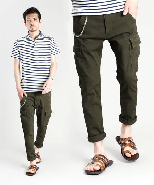 NANO universe(ナノユニバース)の「NUアンクレットスキニーカーゴ(カーゴパンツ・メンズ・ブラック/カーキ/オリーブ・SMALL/MEDIUM/LARGE)」の3枚目の写真
