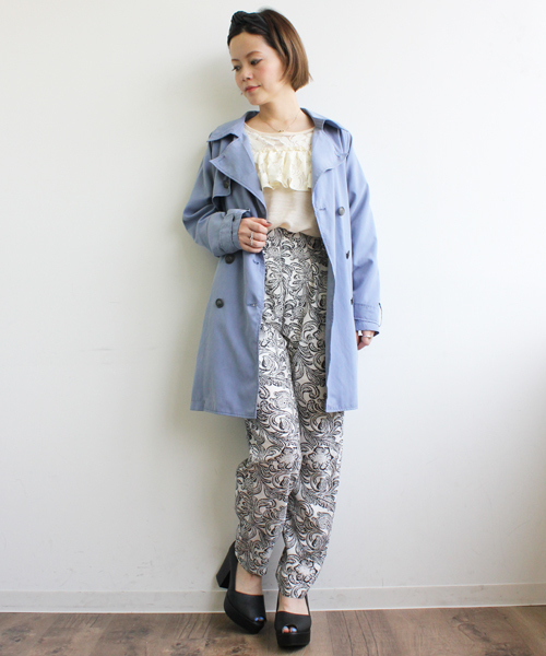 mystic（ミスティック）の「配色トレンチ（トレンチコート・レディース・ベージュ/ブルー/キャメル・ﾌﾘ-）」の13枚目の写真