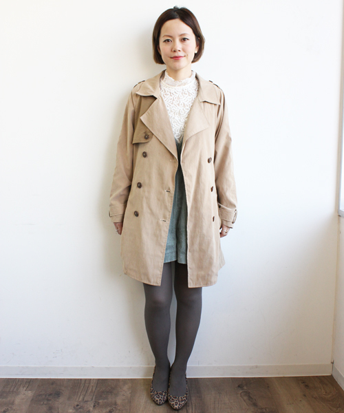 mystic（ミスティック）の「配色トレンチ（トレンチコート・レディース・ベージュ/ブルー/キャメル・ﾌﾘ-）」の5枚目の写真
