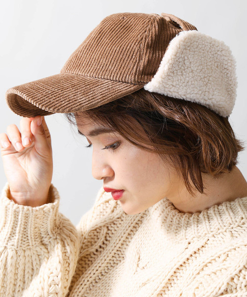 WEGO（ウィゴー）の「WEGO/コーデュロイドッグイヤーキャップ（キャップ・レディース・ブラック/キャメル/グレー・FREE）」の8枚目の写真