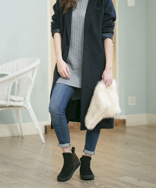 AmiAmi（アミアミ）の「厚底ハイカットスリッポンシューズ/スニーカー/サイドゴア（スニーカー・レディース・ブラック/レオパード/ブラック系その他/グレー/グレー系その他/ナチュラル/ブラック系その他2・L/LL/M/S）」の10枚目の写真