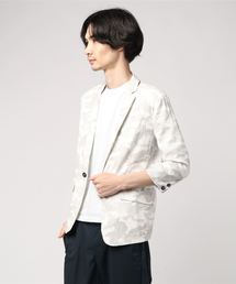 綿麻迷彩5分袖テーラードジャケット