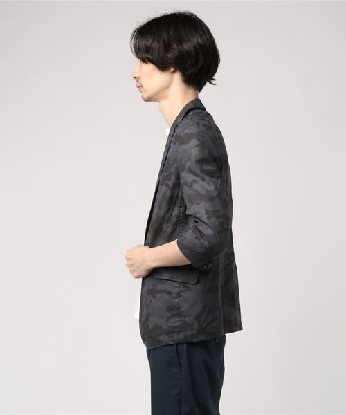 Luv maison（ラブメゾン）の「綿麻迷彩5分袖テーラードジャケット（テーラードジャケット・メンズ・ホワイト/ブラック・M/L）」の5枚目の写真