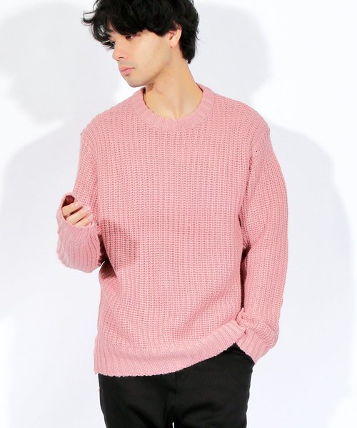８(eight)（エイト）の「ニットセーター シンプル 無地（ニット/セーター・メンズ・ホワイト/ブラック/グレー/ピンク・MEDIUM/LARGE）」の4枚目の写真
