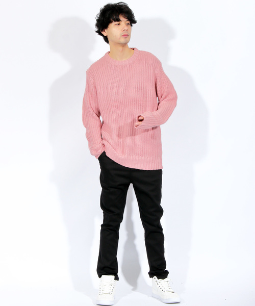 ８(eight)（エイト）の「ニットセーター シンプル 無地（ニット/セーター・メンズ・ホワイト/ブラック/グレー/ピンク・MEDIUM/LARGE）」の11枚目の写真