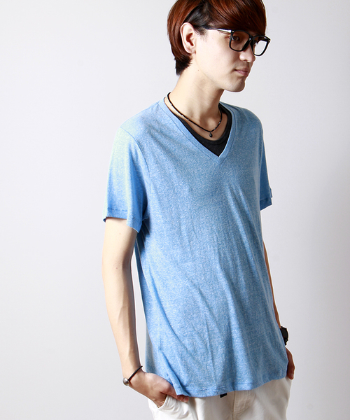 WEGO（ウィゴー）の「WEGO/Vネック半袖Tシャツ（Tシャツ/カットソー・メンズ・ホワイト/ライトグレー/グリーン/レッド/ブルー/ライトイエロー/サックスブルー・LARGE/SMALL/MEDIUM）」の5枚目の写真