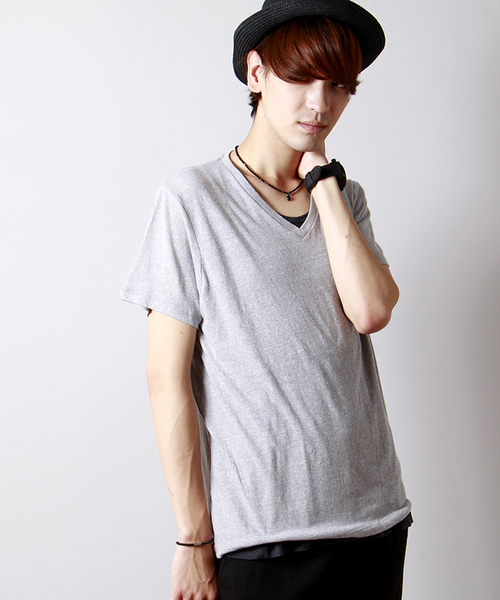 WEGO（ウィゴー）の「WEGO/Vネック半袖Tシャツ（Tシャツ/カットソー・メンズ・ホワイト/ライトグレー/グリーン/レッド/ブルー/ライトイエロー/サックスブルー・LARGE/SMALL/MEDIUM）」の3枚目の写真