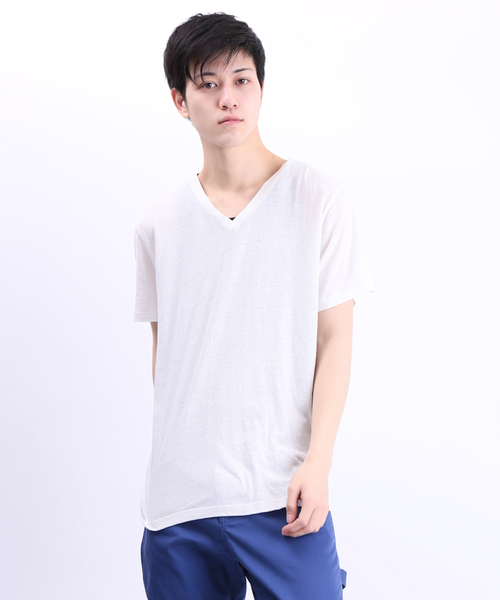 WEGO（ウィゴー）の「WEGO/Vネック半袖Tシャツ（Tシャツ/カットソー・メンズ・ホワイト/ライトグレー/グリーン/レッド/ブルー/ライトイエロー/サックスブルー・LARGE/SMALL/MEDIUM）」の17枚目の写真