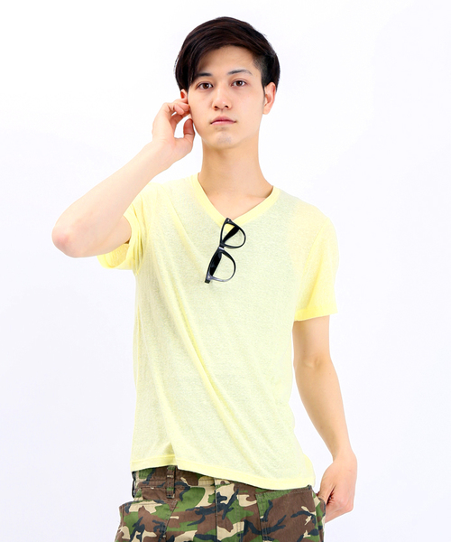 WEGO（ウィゴー）の「WEGO/Vネック半袖Tシャツ（Tシャツ/カットソー・メンズ・ホワイト/ライトグレー/グリーン/レッド/ブルー/ライトイエロー/サックスブルー・LARGE/SMALL/MEDIUM）」の19枚目の写真