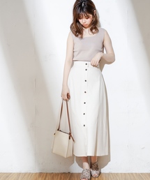 natural couture | フロント釦ヤシ柄スカート(スカート)