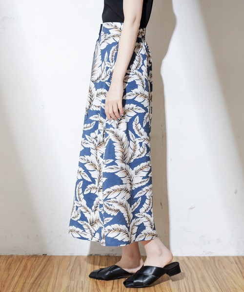 natural couture（ナチュラルクチュール）の「フロント釦ヤシ柄スカート（スカート・レディース・オレンジ/ブルー系その他/オレンジ系その他/ライトベージュ・FREE）」の17枚目の写真