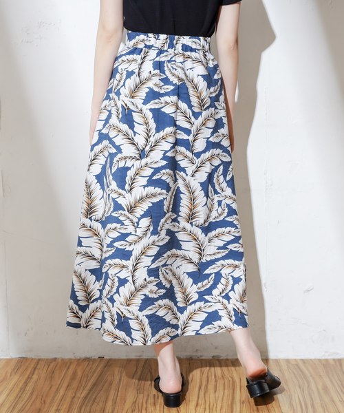 natural couture（ナチュラルクチュール）の「フロント釦ヤシ柄スカート（スカート・レディース・オレンジ/ブルー系その他/オレンジ系その他/ライトベージュ・FREE）」の18枚目の写真