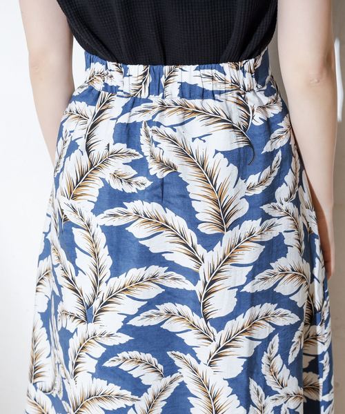 natural couture（ナチュラルクチュール）の「フロント釦ヤシ柄スカート（スカート・レディース・オレンジ/ブルー系その他/オレンジ系その他/ライトベージュ・FREE）」の20枚目の写真