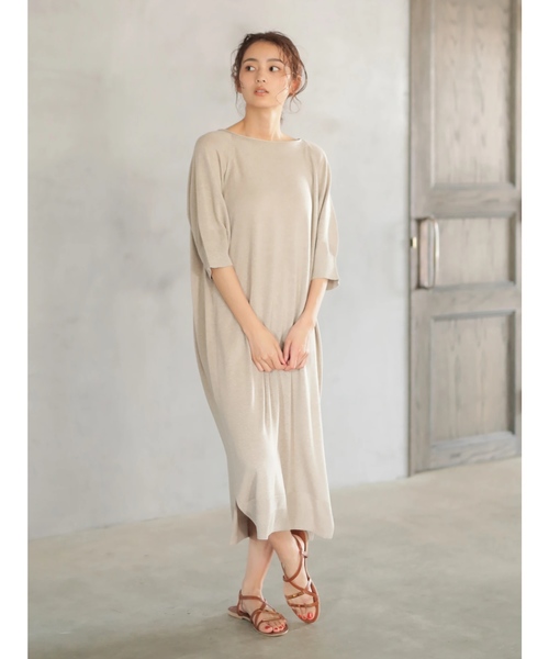 Craft Standard Boutique クラフトスタンダードブティック の 麻混ニット半袖ワンピース ワンピース Wear