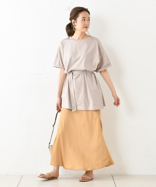 DouDou（ドゥドゥ）の「サテンマキシスカート（スカート・レディース・アイボリー/キャメル/ピンクベージュ・FREE）」の16枚目の写真