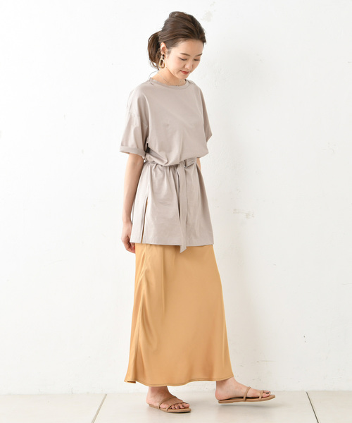 DouDou（ドゥドゥ）の「サテンマキシスカート（スカート・レディース・アイボリー/キャメル/ピンクベージュ・FREE）」の17枚目の写真