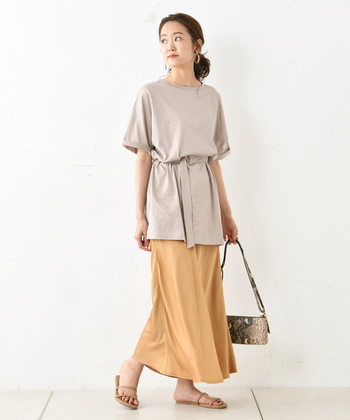 DouDou（ドゥドゥ）の「サテンマキシスカート（スカート・レディース・アイボリー/キャメル/ピンクベージュ・FREE）」の18枚目の写真