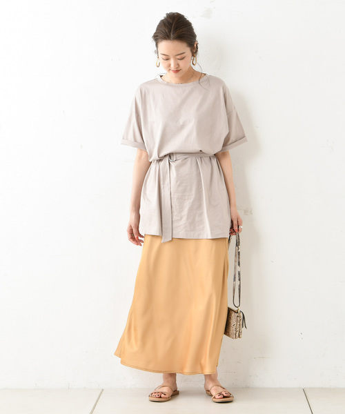 DouDou（ドゥドゥ）の「サテンマキシスカート（スカート・レディース・アイボリー/キャメル/ピンクベージュ・FREE）」の19枚目の写真