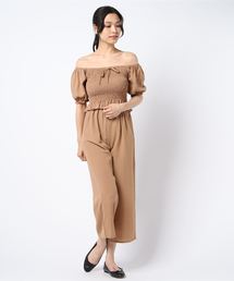 minius | シャーリングオフショルブラウス&クロプトパンツセットアップ(セットアップ)