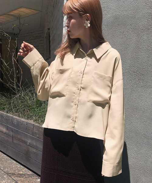 one after another NICE CLAUP(ワンアフターアナザーナイスクラップ)の「ゆるサテンシャツ(シャツ/ブラウス・レディース・ピンク/アイボリー/モカ/ピンクベージュ/ベージュ・FREE)」の1枚目の写真