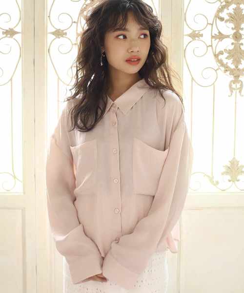 one after another NICE CLAUP(ワンアフターアナザーナイスクラップ)の「ゆるサテンシャツ(シャツ/ブラウス・レディース・ピンク/アイボリー/モカ/ピンクベージュ/ベージュ・FREE)」の5枚目の写真