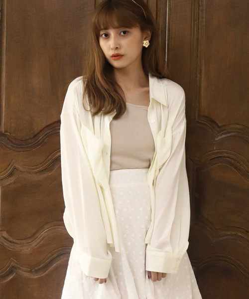 one after another NICE CLAUP(ワンアフターアナザーナイスクラップ)の「ゆるサテンシャツ(シャツ/ブラウス・レディース・ピンク/アイボリー/モカ/ピンクベージュ/ベージュ・FREE)」の10枚目の写真