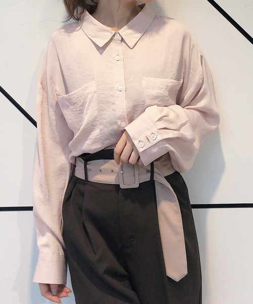 one after another NICE CLAUP(ワンアフターアナザーナイスクラップ)の「ゆるサテンシャツ(シャツ/ブラウス・レディース・ピンク/アイボリー/モカ/ピンクベージュ/ベージュ・FREE)」の11枚目の写真