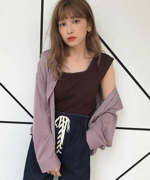 one after another NICE CLAUP(ワンアフターアナザーナイスクラップ)の「ゆるサテンシャツ(シャツ/ブラウス・レディース・ピンク/アイボリー/モカ/ピンクベージュ/ベージュ・FREE)」の16枚目の写真