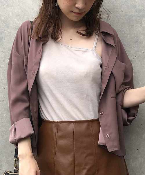 one after another NICE CLAUP(ワンアフターアナザーナイスクラップ)の「ゆるサテンシャツ(シャツ/ブラウス・レディース・ピンク/アイボリー/モカ/ピンクベージュ/ベージュ・FREE)」の22枚目の写真