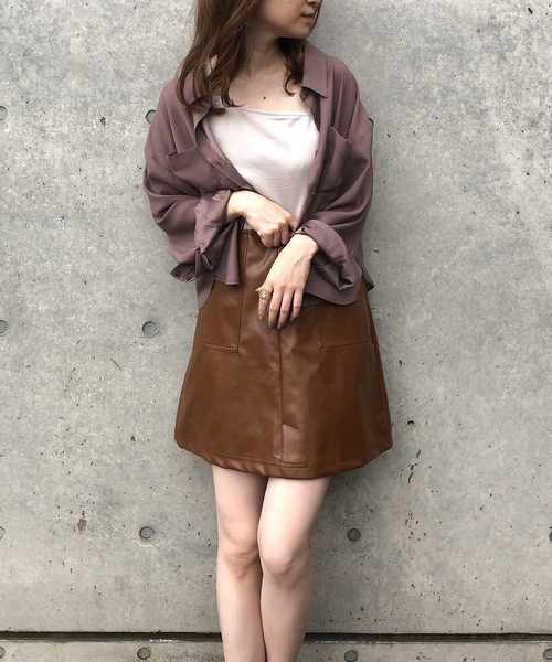 one after another NICE CLAUP(ワンアフターアナザーナイスクラップ)の「ゆるサテンシャツ(シャツ/ブラウス・レディース・ピンク/アイボリー/モカ/ピンクベージュ/ベージュ・FREE)」の12枚目の写真