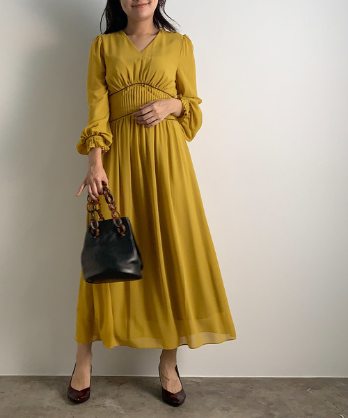 Rope ロペ の ウエストシャーリング切替ロングワンピース ワンピース Wear