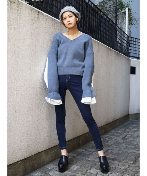 EMODA（エモダ）の「【ELDER】NUDEジャストウエストデニム（デニムパンツ・レディース・ブラック/インディゴブルー/ブルー・SMALL/MEDIUM/X-SMALL）」の7枚目の写真