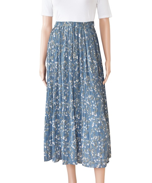 Lace Ladies（レースレディース）の「花柄 細プリーツ ロング フレア スカート（スカート・レディース・ホワイト/ブラック/ブルー/ピンク・FREE）」の12枚目の写真