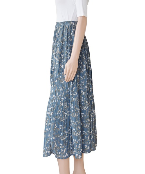 Lace Ladies（レースレディース）の「花柄 細プリーツ ロング フレア スカート（スカート・レディース・ホワイト/ブラック/ブルー/ピンク・FREE）」の13枚目の写真