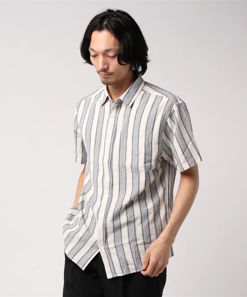 CORISCO(コリスコ)の「CORISCO 綿麻パナマ 半袖 シャツ (M1)(シャツ/ブラウス・メンズ・ホワイト/ベージュ/ネイビー/グリーン/ホワイト系その他/ブラック系その他/ベージュ系その他/ブルー系その他/ブラック系その他2/ブルー系その他2・MEDIUM/LARGE/X-LARGE)」の3枚目の写真